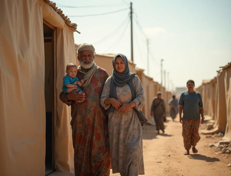 Displaced families receiving housing support and safe shelter